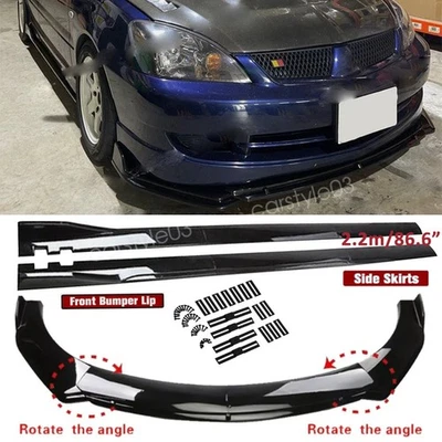 For Mitsubishi Lancer Eclipse Front Bumper Lip Splitter Body Kit +Side Skirts Foto 1 de 4