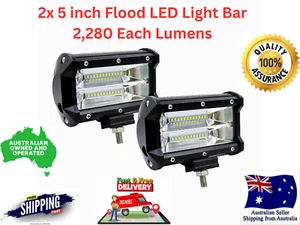 2x 5 inch Flood LED Light Bar Offroad Boat Work Driving Fog Lamp Truck Scene 4x4 - Picture 1 of 6
