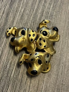 Disney 101 Dalmatians Brooch Pin Brushed Gold Tone Black Signed - Picture 1 of 8