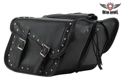 13 «НАТУРАЛЬНОЙ КОЖИ черный термостойкий седельные сумки с заклепками для Harley Davidson - Изображение 1 из 4
