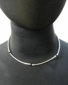 Collar tubo cuentas de ónix y plata de ley 925 15,5" - Imagen 1 de 5