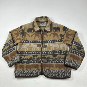 VTG Ivy Wool Blend Blanket Knit Coat Animal Print Women’s Small - Picture 1 of 8