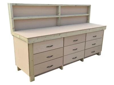 Armadio attrezzi banco da lavoro legno 18 mm piano in MDF - tavolo da lavoro stoccaggio industriale - Immagine 1 di 4