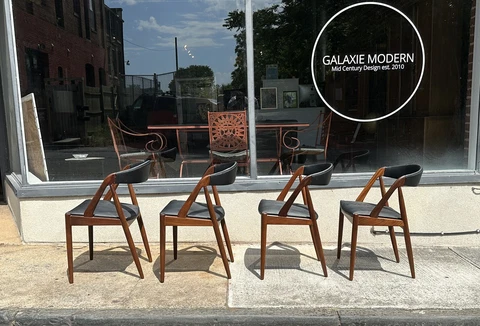 Set of 4 Kai Kristiansen Danish Mid Century Modern Teak Dining Chairs Cover