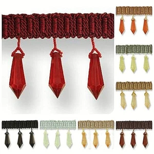 Single Faceted Hexagon Drop Bead Trim On Braid 70mm - Picture 1 of 11