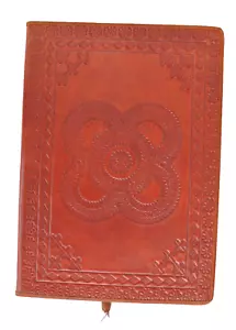 Notizbuch Tagebuch Echt Leder Cognac Prägung 21 x 30 cm A4 Handgeschöpft Mandala - Bild 1 von 5