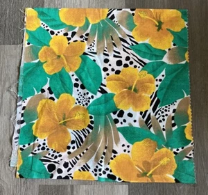 80s Vintage Textile Remnant Fabric Leopard Cheetah Jungle Floral 14.25 X 58 EUC - Picture 1 of 4
