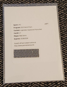 MATT SERRA - 2023 PANNI PRIZM UFC - LEGENDARY SIGNATURES. AUTO- RED - #/99 -