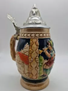 German / Austrian Beer Stein With Closable Metal Lid Foreign Decorative - Picture 1 of 3
