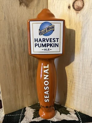 Original  Blue Moon Harvest Pumpkin Ale Beer Tapper Handle- 3 Sided 10in - Image 1 of 4