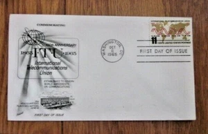 ITU INTERNATIONAL TELECOMMUNICATIONS UNION 1865-1965 FLEETWOOD CACHET FDC UNADD - Picture 1 of 1