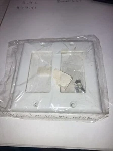 4-NEW 2 Gang Rocker Light Switch Cover On Off Plastic White Wall Plate - Picture 1 of 3