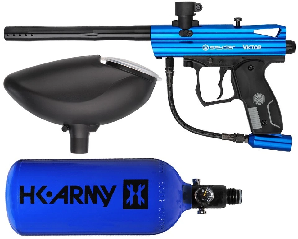NEW Kingman Spyder Victor Entry Paintball Gun Package Kit - (Gloss Blue)