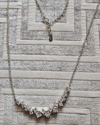 14K White Gold Plated 3 CT cz Diamond Women's Necklace Pendant - Image 1 of 2