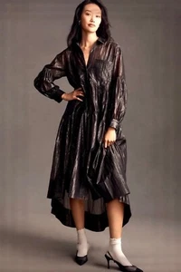 NWT Anthropologie Pilcro Metallic High-Low Midi Dress in Size L - Picture 1 of 4