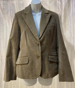 Rafaella Brown Corduroy Blazer Jacket Fully Lined Sz 12P Stretch Padded Shoulder - Picture 1 of 11