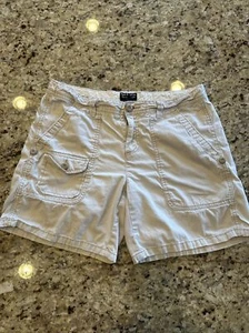 POLO Ralph Lauren Shorts Size 10 Tan Cream Cargo Zip Roll Drawstring Y2K Vintage - Picture 1 of 22