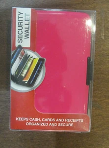 RFID BLOCKING WALLET SLIM DESIGN HARD COVER SOLID PINK SNAP CLOSE NEW IN PACKAGE - Picture 1 of 4