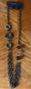 Charles Klein Brown Silver / Black 19" Necklace With Matching Earrings MOC NEW - Picture 1 of 9