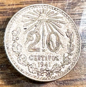 1941 Mexico 20 Centavos Nice Original Choice AU KM-438 CHRC - Picture 1 of 2
