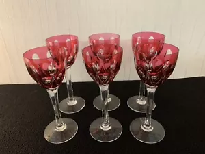 Set 6 Glasses Overlay Red Crystal Nachtmann? (Price of The Set) - Picture 1 of 9