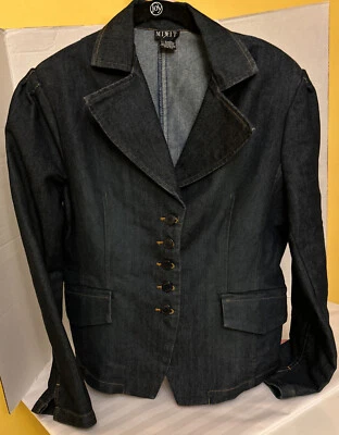 Mixit Women’s Blue Jean Jacket  Front Collared W Lapels Size Large - Image 1 of 4