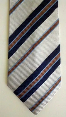 Corbata Zodiac Premium para hombre a rayas seda plateada multi ancha 3 7/8" x 59" Foto 1 de 3