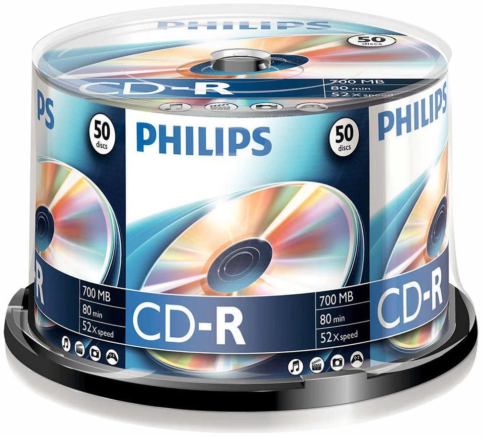 Philips - CR7D5NB50/00 - Cd-r 80 Minute 700mb (52x) Spindle, 50 Pack - Image 1 of 1