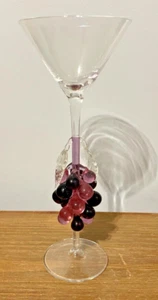 Vintage Murano Hand Blown Art Grape Stemmed Glass Martini Wine Champagne Goblet - Picture 1 of 11