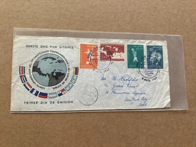 Netherlands Antilles FDC +1957 Semi-Postal Set #B31-34 +Football Topical+Cachet - Image 1 of 2