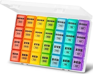 Cajas de Pastillero XL 7 Días 4 Veces al Día, Caja Semanal Organizador Grande Transparente  - Imagen 1 de 6