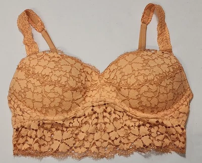 PINK by Victoria's Secret S Naranja Melocotón Encaje Bralette Acolchado Inalámbrico Foto 1 de 4