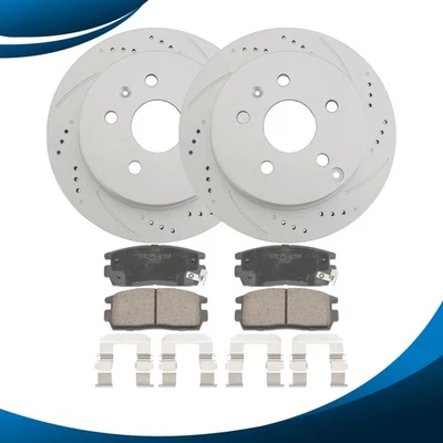 Rear Drilled Disc Rotors + Brake Pads for 2010 - 2017 Chevy Equinox GMC Terrain Foto 1 de 4