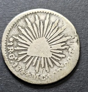  1844 Ga MC Mexico Silver 1 Real Coin  Scarce Coin - Picture 1 of 8