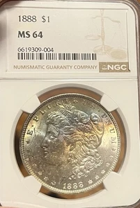 1888 NGC MS64 Morgan Silver Dollar - Picture 1 of 7