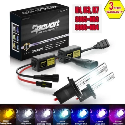 H1 H3 H7 H8 H9 9005 9006 55W HID Xenon Headlight Bulbs&Ballasts Error Free 2PCS - Image 1 of 4