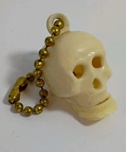Vintage Celluloid Halloween Skull w/ Hinged Jaw Plastic Keychain Charm - Picture 1 of 8