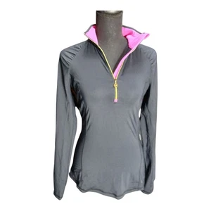 Lilly Pulitzer S JUSTINE PULLOVER Half Zip Luxletic UPF50+ Schwarz Hot Pink Mulber - Bild 1 von 16
