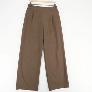 Pantalone Gemma + Jane donna S marrone plissettato gamba larga elastico in vita elegante business - Foto 1 di 10