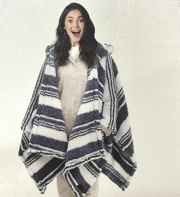 FRYE Wearable Throw Super Soft Sherpa Wrap Blanket 58’ x 60" Navy Blue NWT - Image 1 of 4