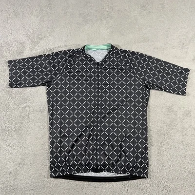 Celocio Cycling Jersey Mens 2XL Black White Crosshatch Ultra Light Full Zip - Image 1 of 4