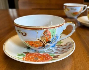 Vtg Moriage 3d Butterfly/Flower Blue Teacup/Saucer China Hand Painted Japan (6) - Picture 1 of 16