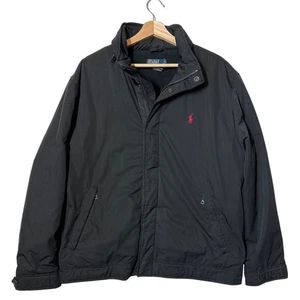 Polo Ralph Lauren Fleece Lined Field Bomber Jacket Black Red Pony Utility Sz XL - Picture 1 of 13
