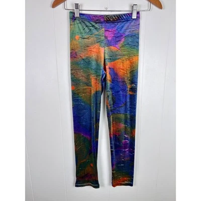 Colorful Funky Velvet Leggings XXS Junior Multicolor Pants Rave Disco - Image 1 of 4