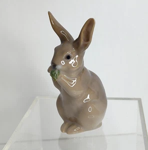Royal Copenhagen Porcelain Bunny Rabbit Sitting Up Eating Lettuce Figurine VTG - Picture 1 of 7