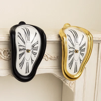 Vintage Salvador Dali Style Melting Wall Clock Black Or Gold Clock 1Pcs - Image 1 of 3