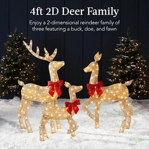 3-Piece 4ft Lighted Christmas Deer Family Set Outdoor Yard Reindeer Decor US - Picture 1 of 6
