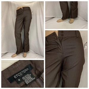 Etcetera Pants Sz 4 Brown Flat Front Flare Cotton Poly Stretch NWT YGI X1-83 - Picture 1 of 12