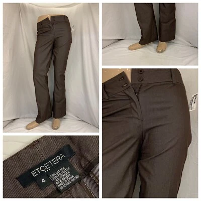 Брюки Etcetera размер 4 коричневые плоские спереди расклешенные хлопок полиэластичные новые с ценниками YGI X1-83 - Изображение 1 из 4