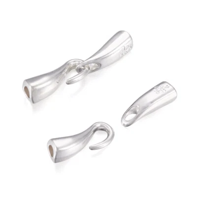 5sets Alloy S Hook Eye Clasps Hook Silver Cord End Connector 46x8mm - Image 1 of 4